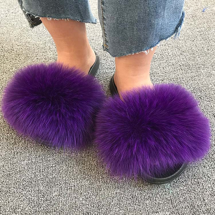 Wholesale fox fur slippers women's outdoor slippers home fur fur slippers